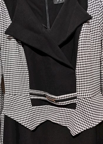 Kemer Detaylı Uzun Siyah Gri Kadın elbise - Görsel 2