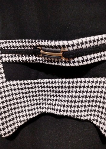 Kemer Detaylı Uzun Siyah Gri Kadın elbise - Görsel 5