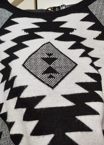 Bohem Desenli Siyah Uzun Kollu Triko Kazak - Görsel 10