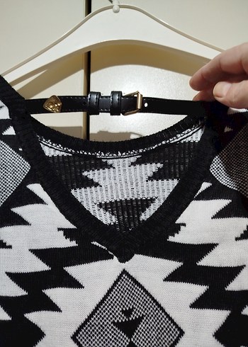 Bohem Desenli Siyah Uzun Kollu Triko Kazak - Görsel 6