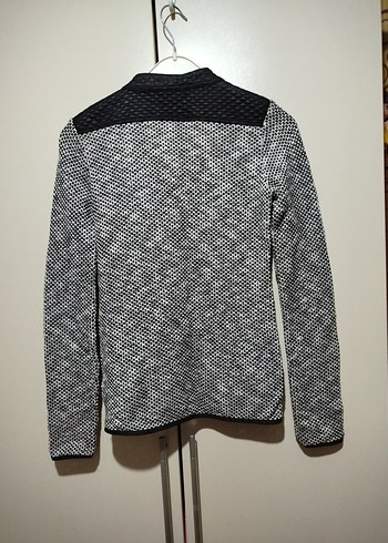 Gri Örgü Detaylı Dar Kesim Kadın Ceket - Görsel 7