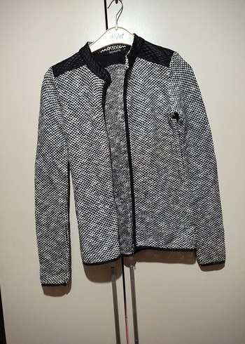 Gri Örgü Detaylı Dar Kesim Kadın Ceket - Görsel 10