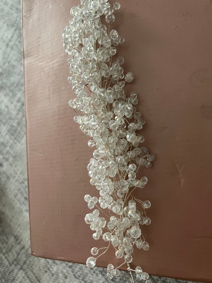 Boncuklu Beyaz Örgü Saç Aksesuarı - Görsel 2