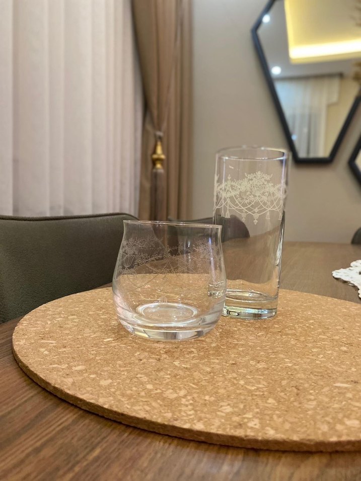 Beyaz Desenli İki Parça Cam Bardak Seti Karaca marka 24 adet - Görsel 3