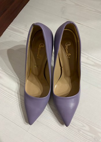 Mor Lila Deri Stiletto Topuklu Kadın Ayakkabı - Görsel 3