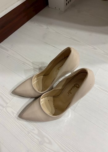 Bej Rugan Stiletto Kadın Topuklu Ayakkabı - Görsel 2