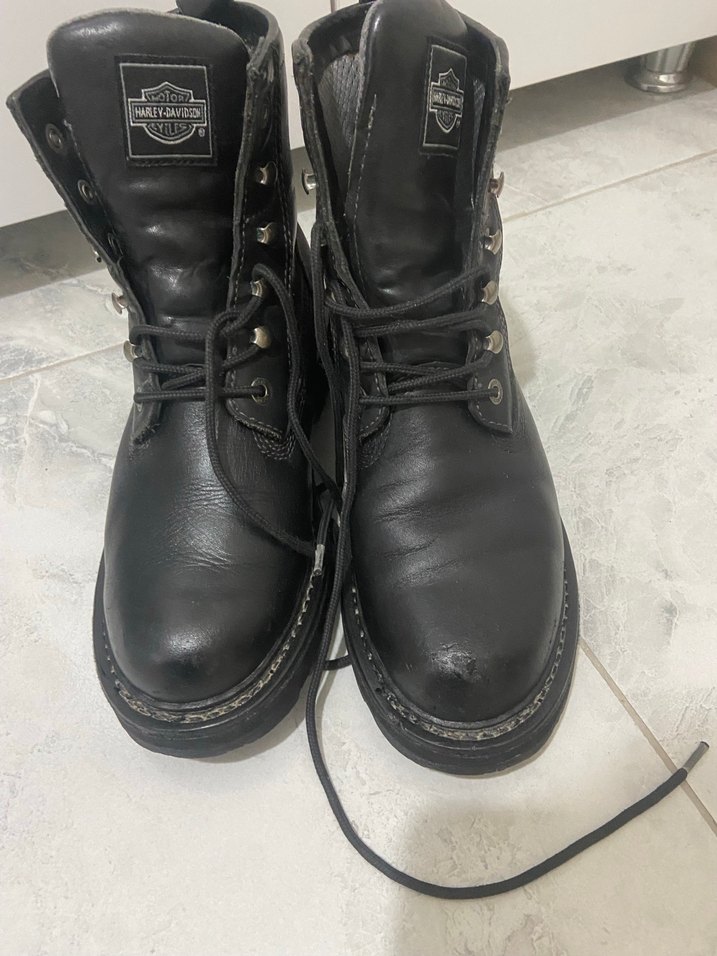 Erkek Siyah Deri Biker Botlar - Görsel 3