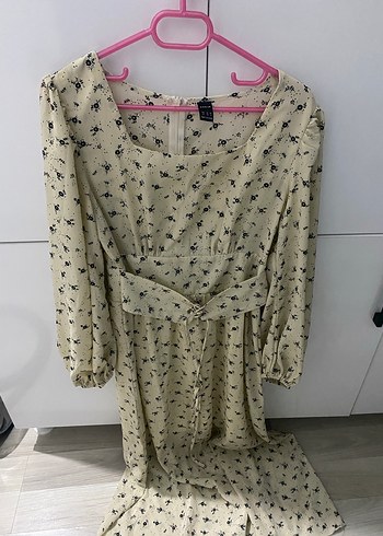 SHEIN Bej Uzun Kollu Midi Elbise - Görsel 3