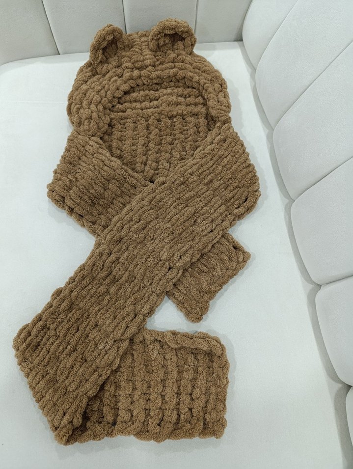 Kahverengi Örme Çocuk Balaklava - Görsel 2