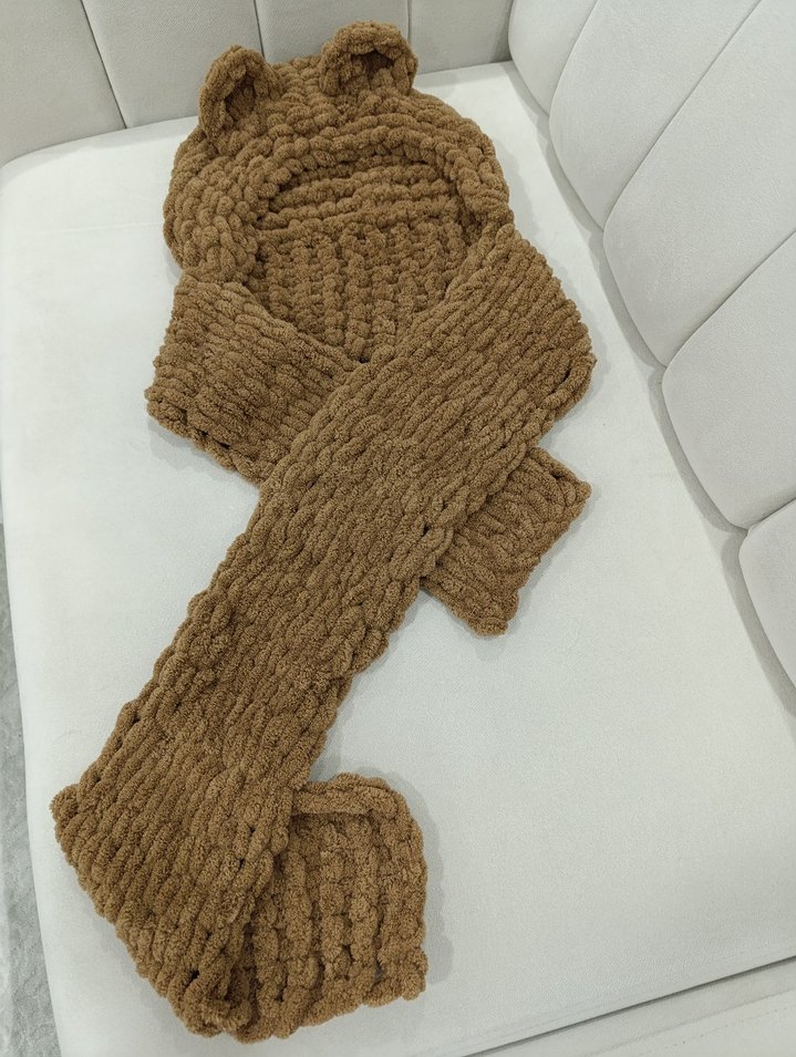 Kahverengi Örme Çocuk Balaklava - Görsel 3