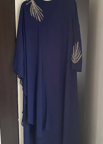 Nakışlı Mavi Uzun Kollu Kadın Elbise - Görsel 5