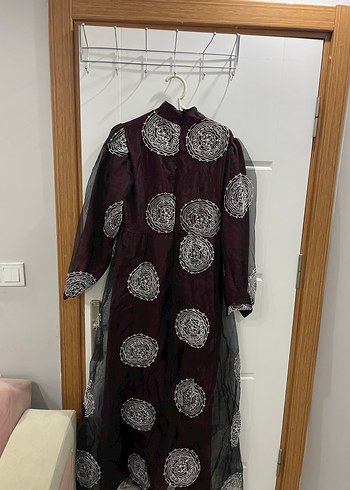 Bordo Bohem Dantel Detaylı Uzun Elbise - Görsel 2