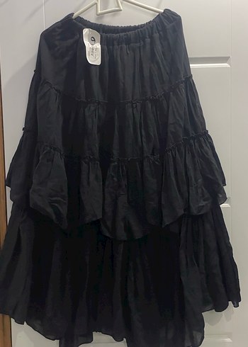 Siyah Bol Kesim Uzun Kot Etek - Görsel 3