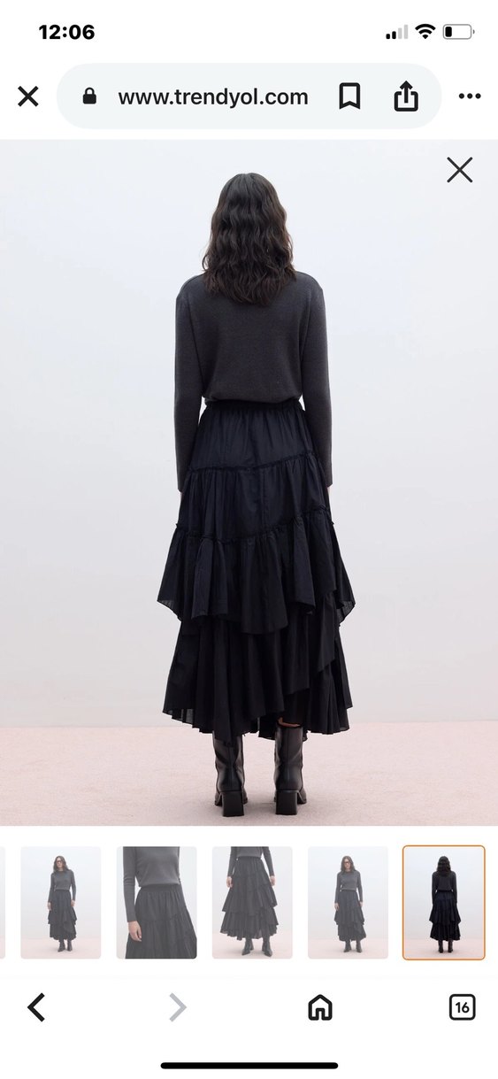 Siyah Bol Kesim Uzun Kot Etek - Görsel 2