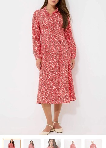 Pembe Uzun Kollu Bağcıklı Salaş Elbise - Görsel 2