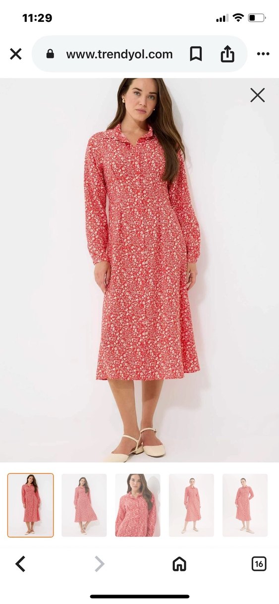 Pembe Uzun Kollu Bağcıklı Salaş Elbise - Görsel 2