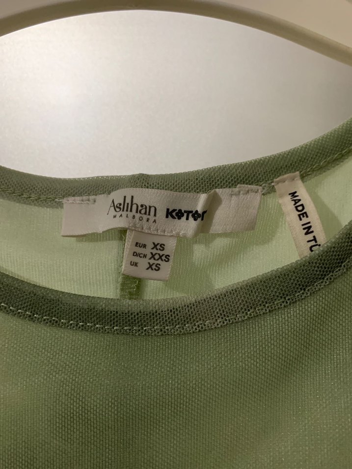 Yeşil Bağlama Desenli Kısa Kollu Uzun Elbise - Görsel 3