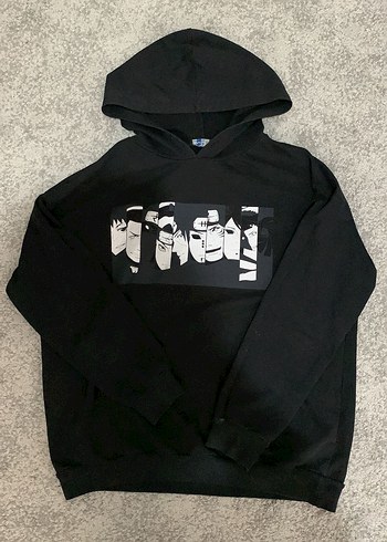 Siyah Baskılı Unisex Oversize Tişört - Görsel 2