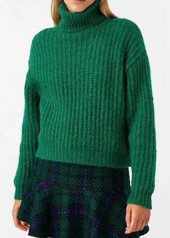 KOTON Yeşil Boğazlı Örgü Kazak - Görsel 2