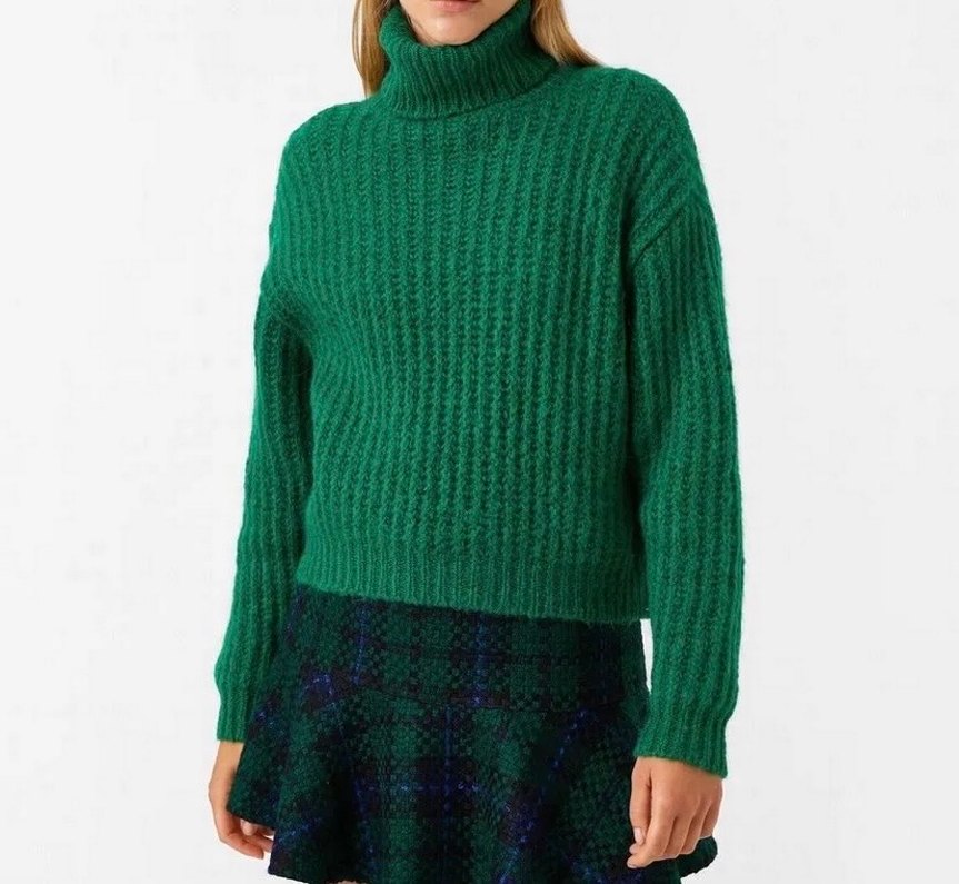 KOTON Yeşil Boğazlı Örgü Kazak - Görsel 2