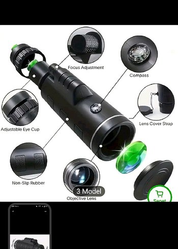 Kompakt Siyah Monoküler Dürbün 15.5 cm - Görsel 3