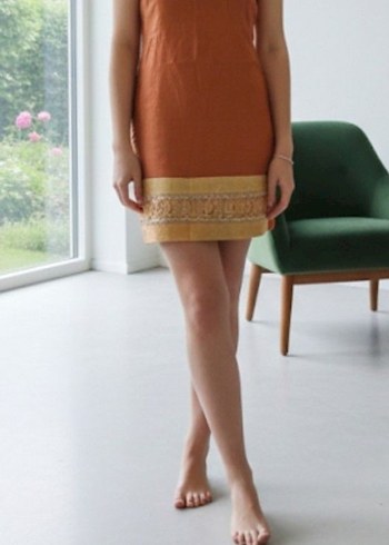 Hint Kumaşı Özel Dikim Kaftan/Ceket (Kiremit Rengi) - Görsel 4