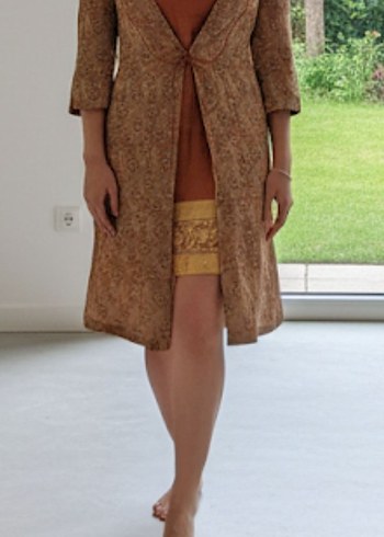 Hint Kumaşı Özel Dikim Kaftan/Ceket (Kiremit Rengi) - Görsel 5