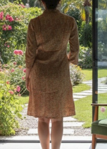 Hint Kumaşı Özel Dikim Kaftan/Ceket (Kiremit Rengi) - Görsel 3