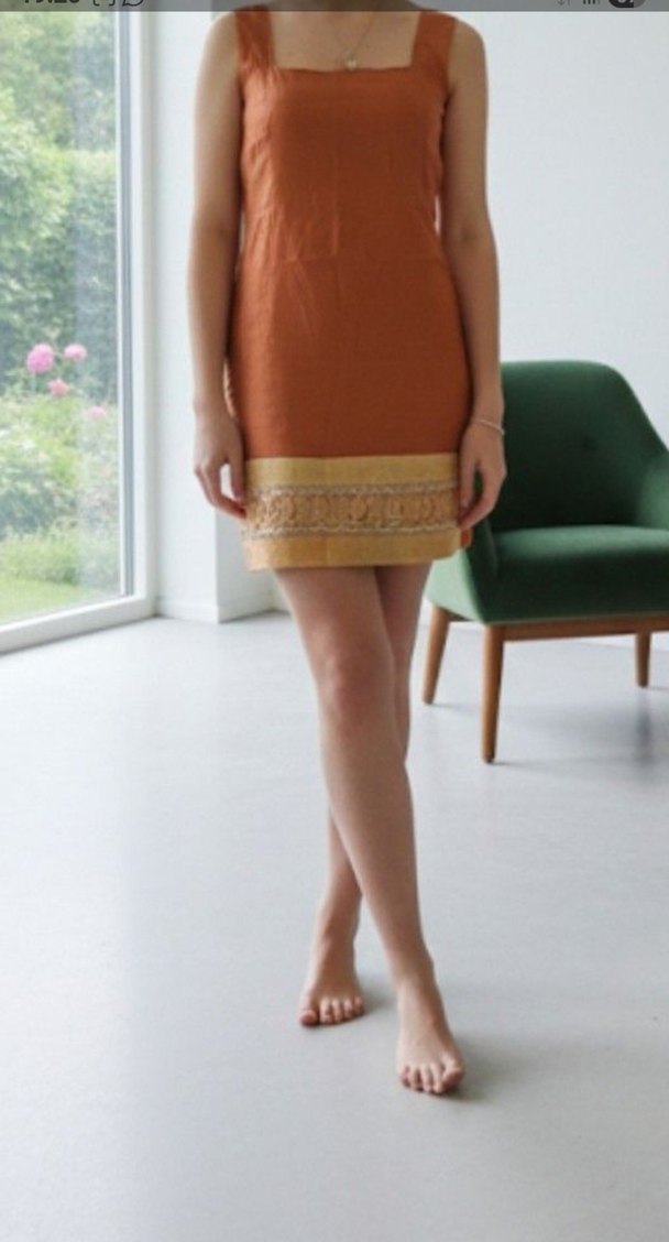 Hint Kumaşı Özel Dikim Kaftan/Ceket (Kiremit Rengi) - Görsel 4