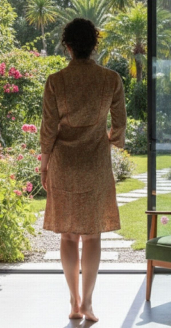 Hint Kumaşı Özel Dikim Kaftan/Ceket (Kiremit Rengi) - Görsel 3