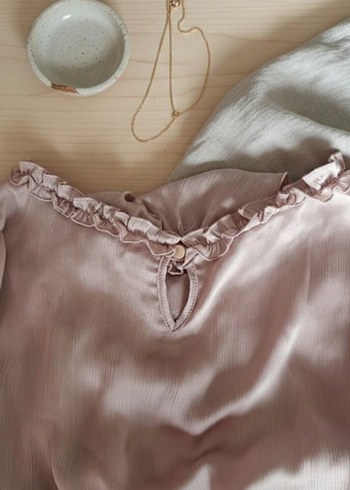 Fırfırlı Gül Kurusu Bluz (Yan Fermuarlı) - Görsel 2