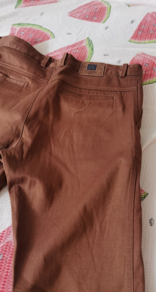 Düğmeli Kahverengi Erkek Pantolon - Görsel 3