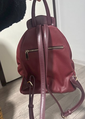 Bordo Deri Kadın Sırt Çantası - Görsel 2