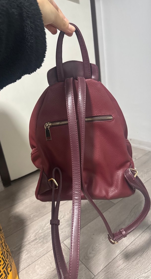 Bordo Deri Kadın Sırt Çantası - Görsel 2