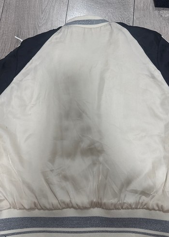 Nakışlı Siyah Beyaz Kadın Kolej Ceket - Görsel 3