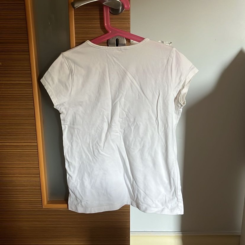 Kız Çocuk Beyaz Pul İşlemeli Kelebek Tişört - Görsel 3