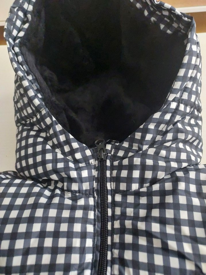 Kareli fermuarli Kışlık Çocuk Mont - Görsel 4