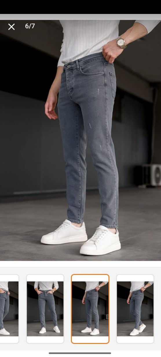 Gri Erkek Denim Pantolon Regular Fit - Görsel 5