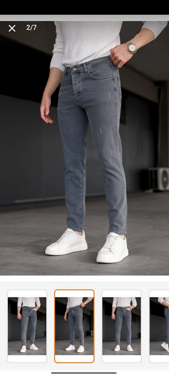 Gri Erkek Denim Pantolon Regular Fit - Görsel 3