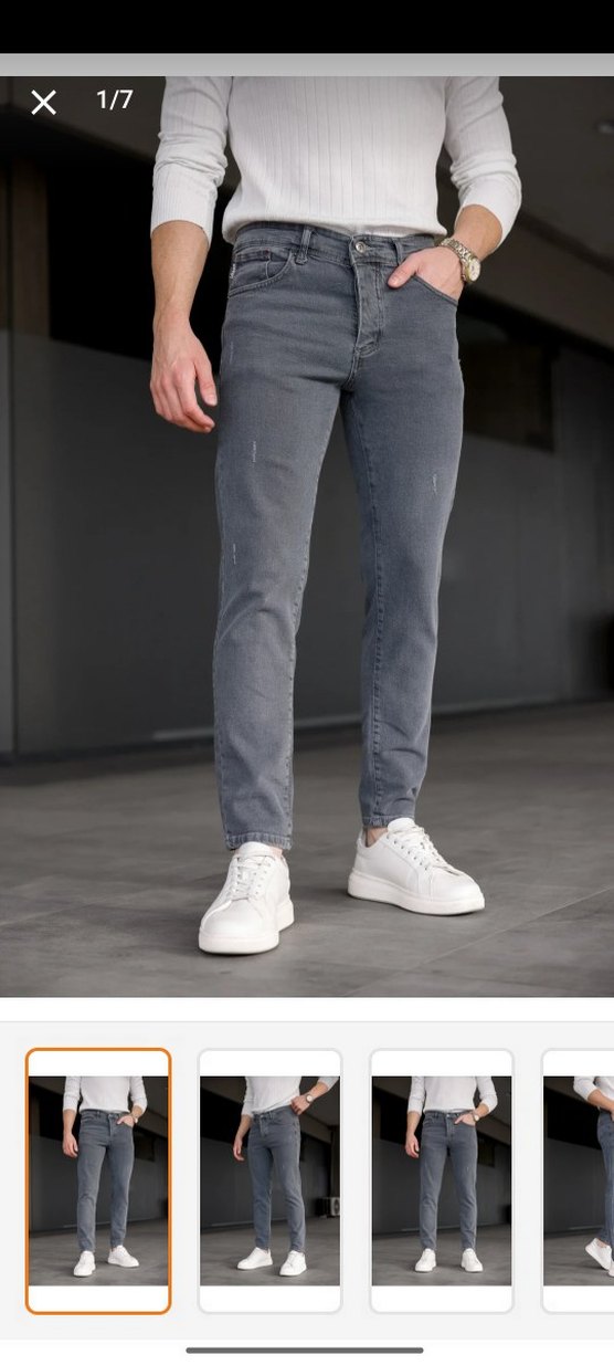 Gri Erkek Denim Pantolon Regular Fit - Görsel 4