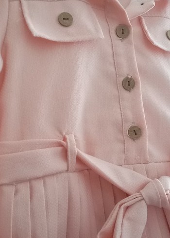 Pembe Pilili Kemerli Kız Elbisesi - Görsel 2