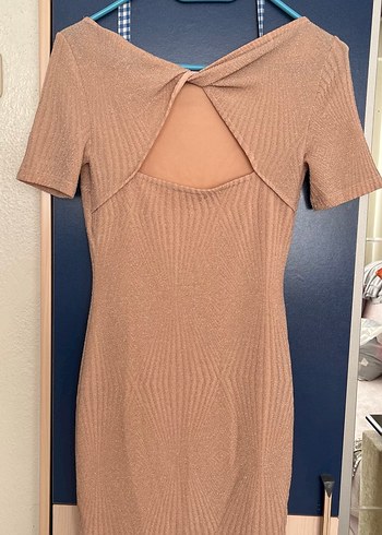 Pudra renk Midi Kadın Elbise - Görsel 2