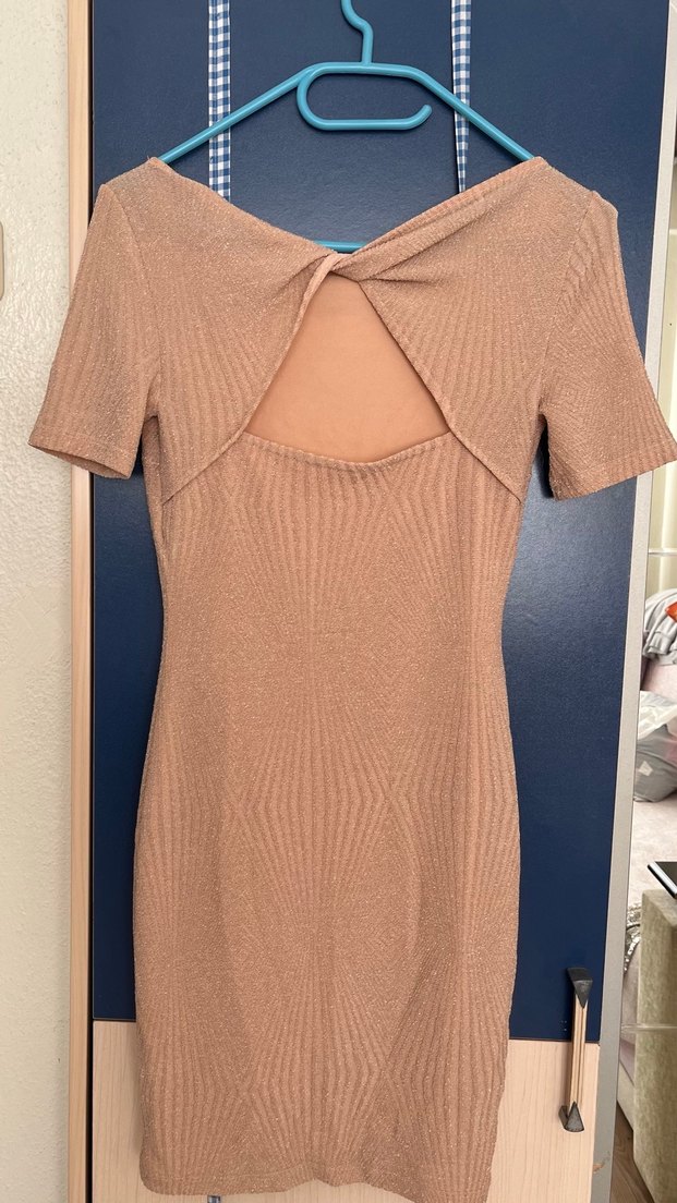 Pudra renk Midi Kadın Elbise - Görsel 2