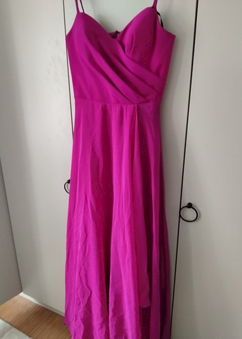 Pembe Drapeli Uzun Abiye Elbise - Görsel 3