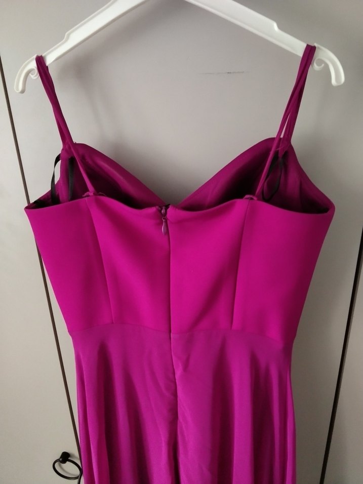 Pembe Drapeli Uzun Abiye Elbise - Görsel 5