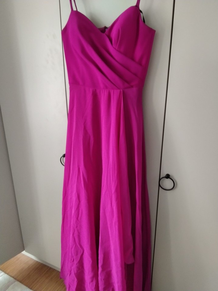 Pembe Drapeli Uzun Abiye Elbise - Görsel 3