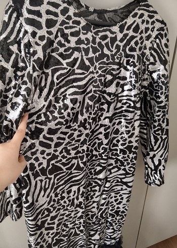 Uzun Kollu Zebra Desenli Uzun Abiye Elbise. ÖZEL DİKİM - Görsel 4