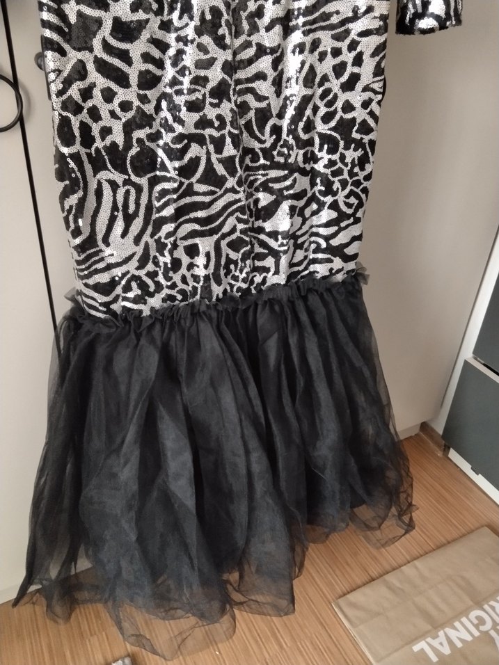 Uzun Kollu Zebra Desenli Uzun Abiye Elbise. ÖZEL DİKİM - Görsel 5