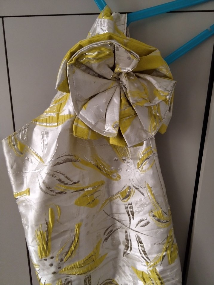 Sarı Desenli mini tek omuz elbis - Görsel 5