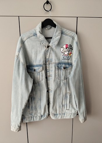 Gri Kadın Jean Ceket - Baskılı, Rahat Kesim - Görsel 6